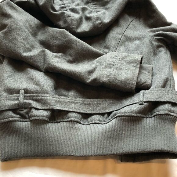 Soho Babe Jacket lined, full zip, pockets, belt, hood Gray Large - Picture 11 of 14